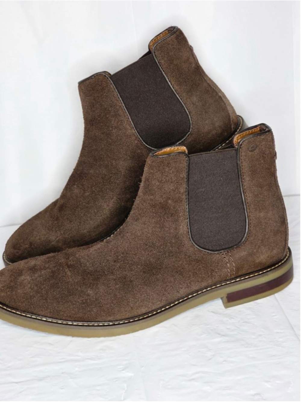 Clarks Brown Suede Chelsea Boots Men's Size 10.5 - Picture 2 of 8